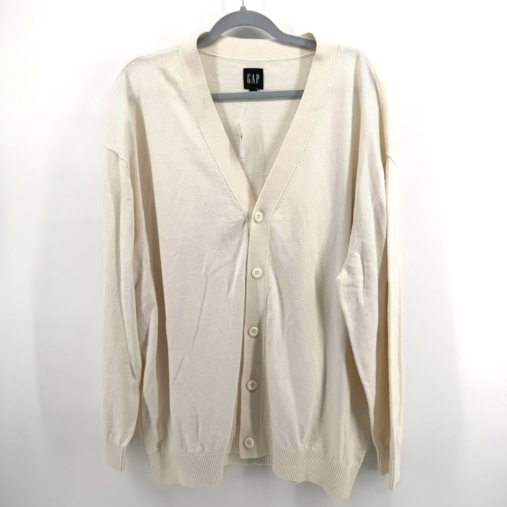 Gap Cardigan Sweater Men XL Off White Button Front Minimalist Preppy Grandpacore